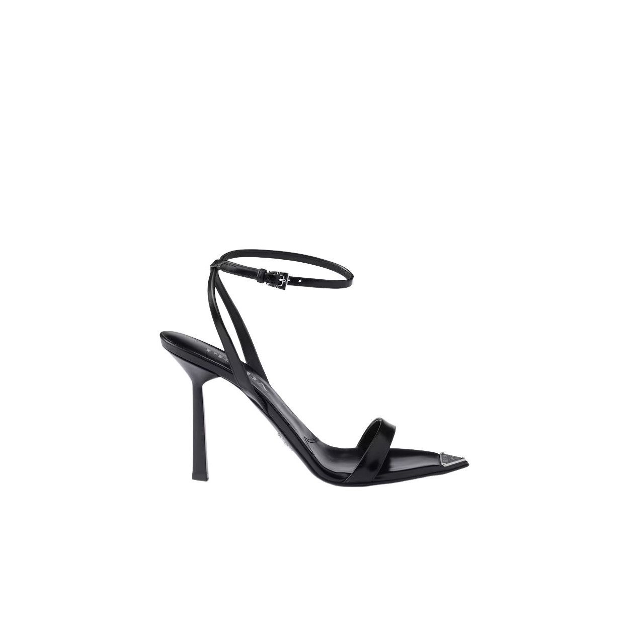 Prada PRADA $1250 Black 100mm Brushed Leather Sandals New & Authen Size US 8 / IT 38 - 2 Thumbnail