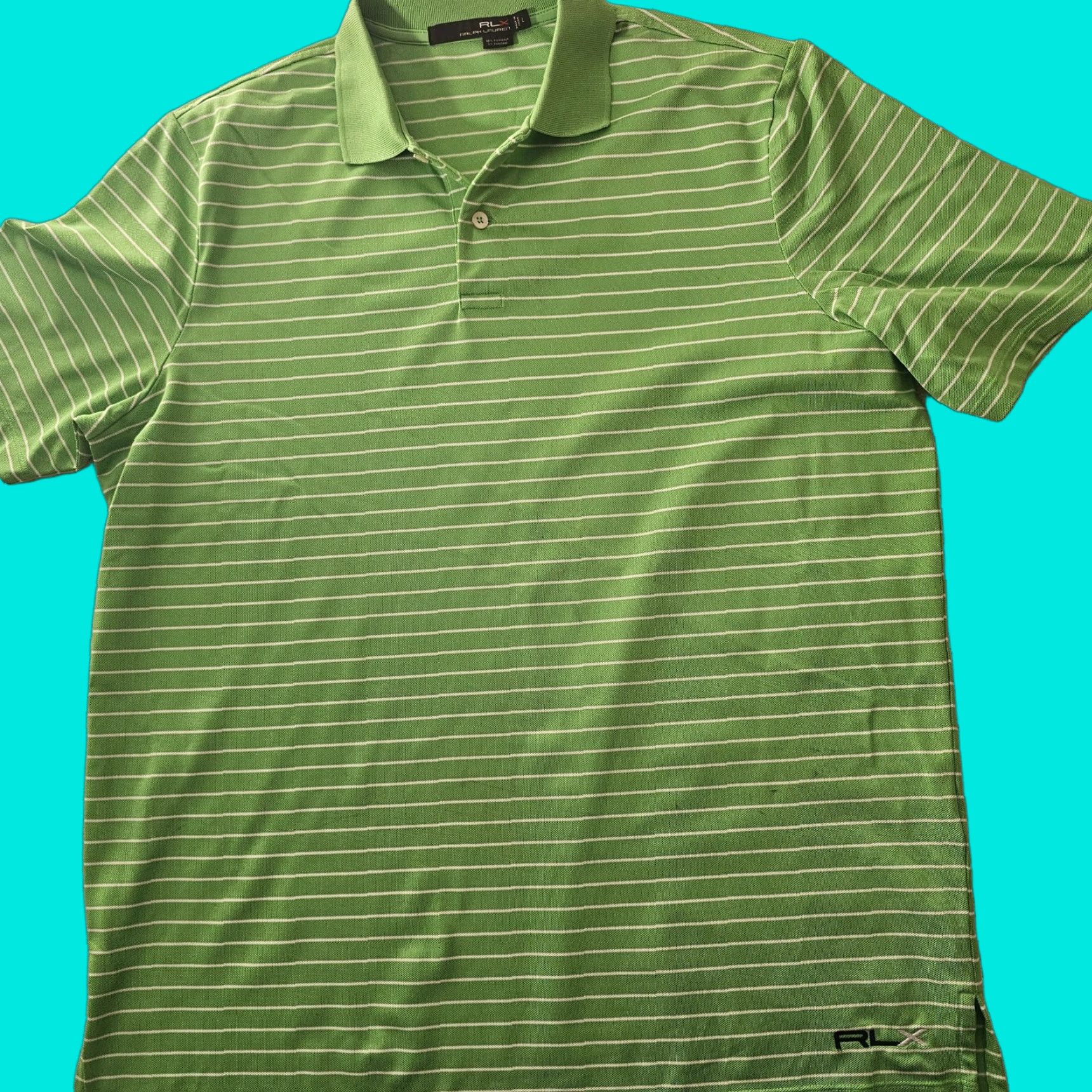 RLX Ralph Lauren RLX Ralph Lauren Polo Shirt Golf Striped Green Large Jersey Stretch Breathable Casual Size US L / EU 52-54 / 3 - 1 Thumbnail