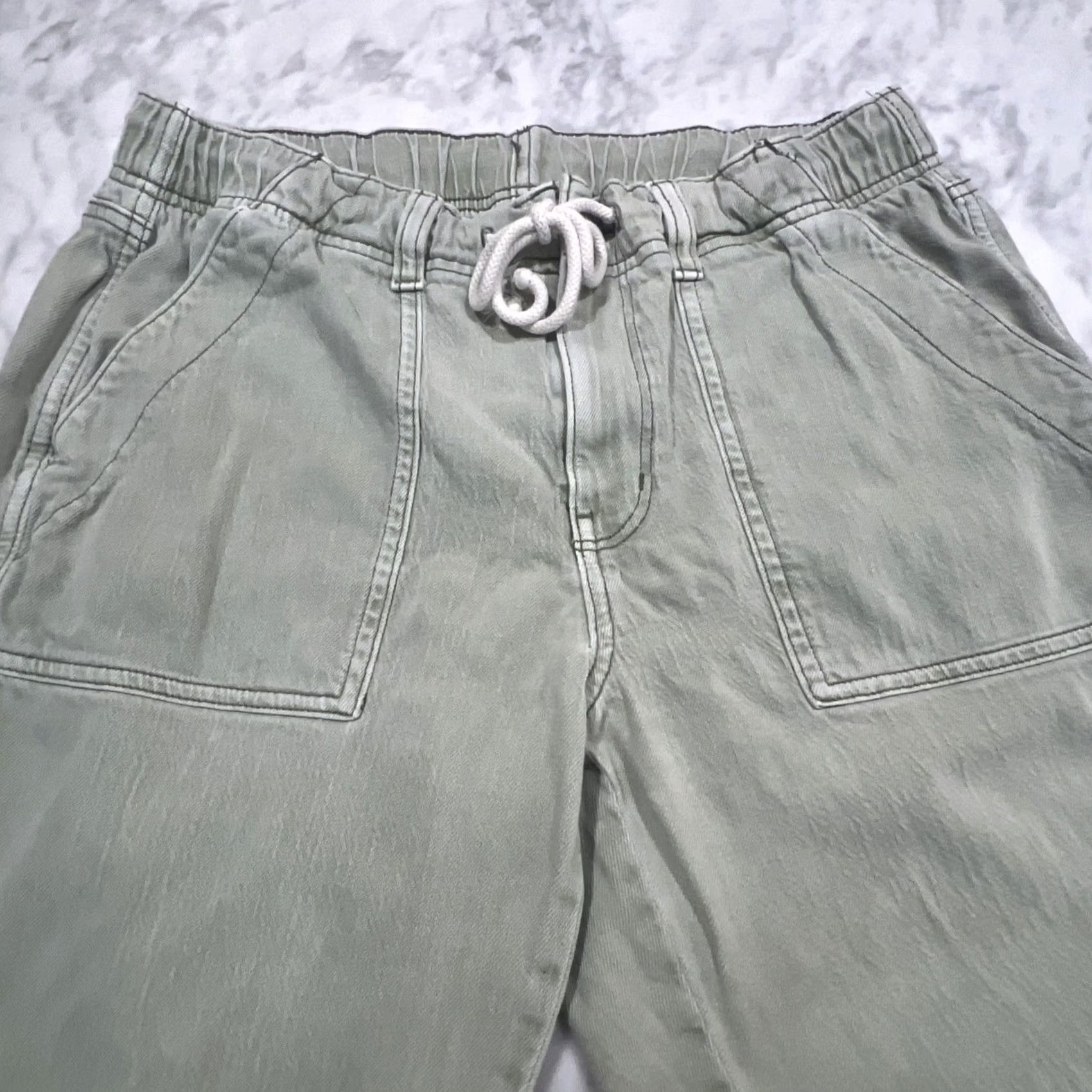 American Eagle Outfitters VINTAGE American Eagle Outfitters Women Pants 10 REGULAR Green Denim Jogger Drawstring 90s City Womens Size 32" / US 10 / IT 46 - 3 Thumbnail