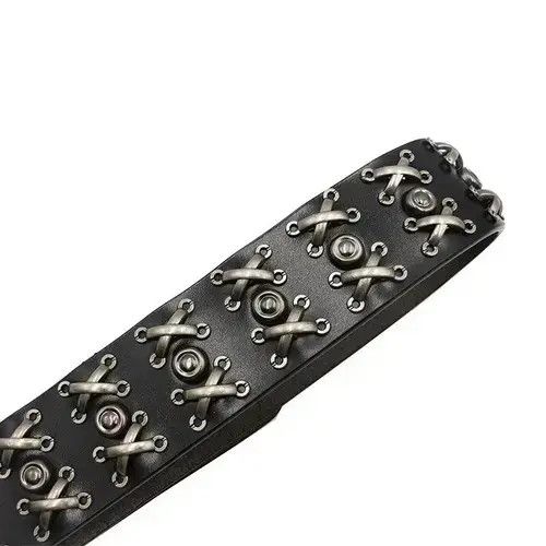 Jewelry Retro Leather Cowboy Rivet Jeans Belt Size ONE SIZE - 4 Thumbnail