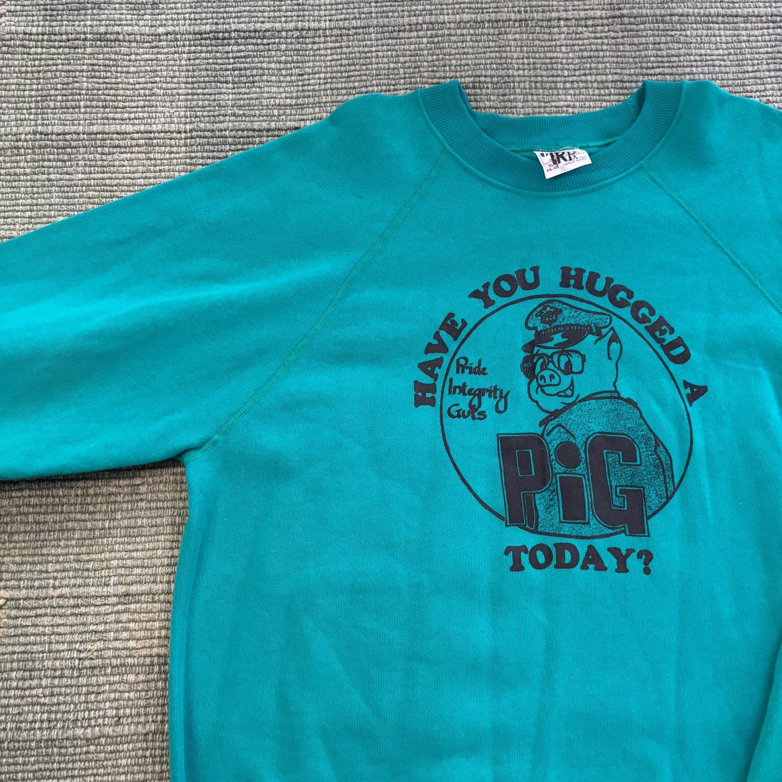 Hanes × Vintage Vintage 80s Have You Hugged A Pig Today Cop Sweatshirt XL Size US XL / EU 56 / 4 - 5 Thumbnail