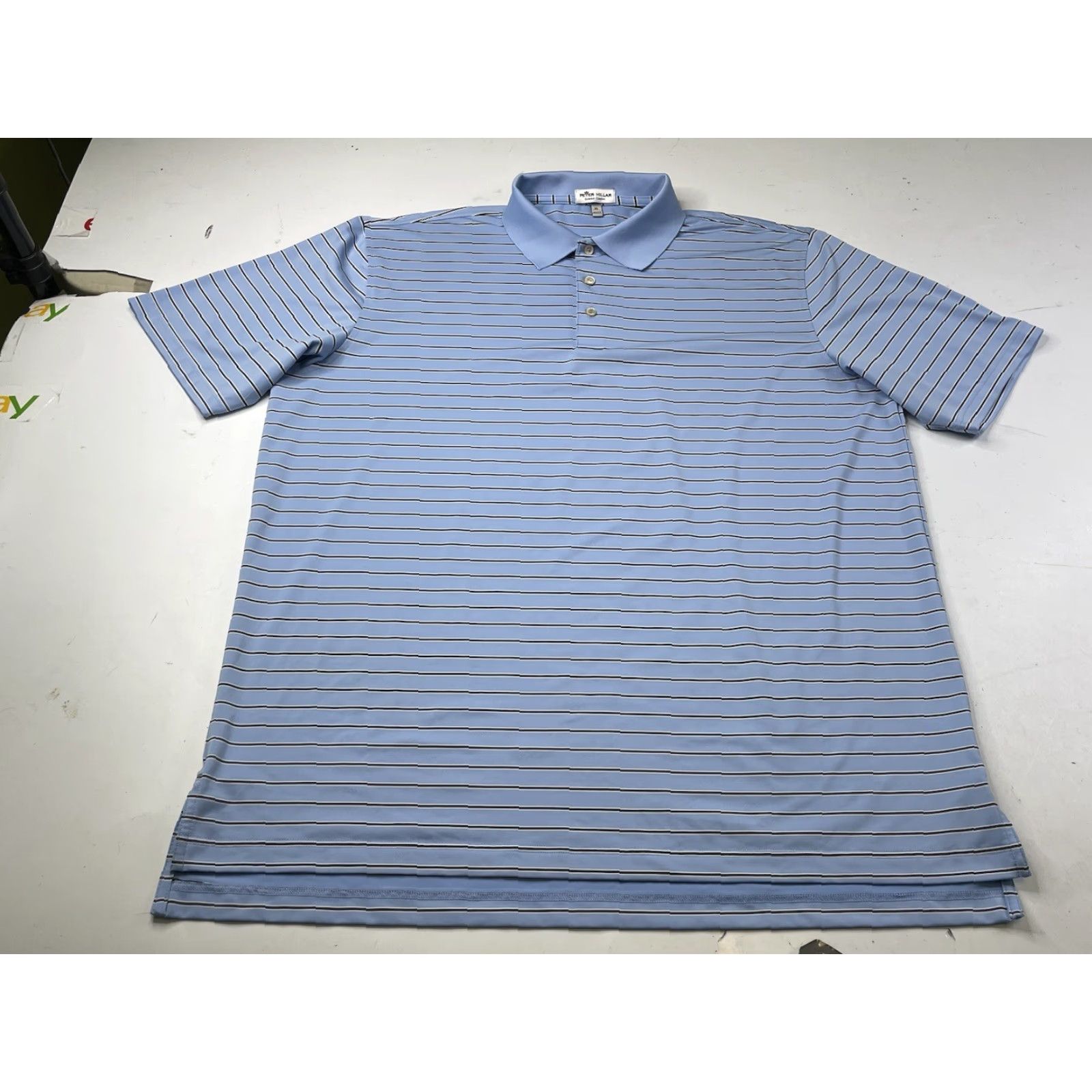 Peter Millar Peter Millar Polo Shirt Striped Golf Mens XL Blue Short Sleeve Collared Stretch Summer Comfort Size US XL / EU 56 / 4 - 3 Thumbnail