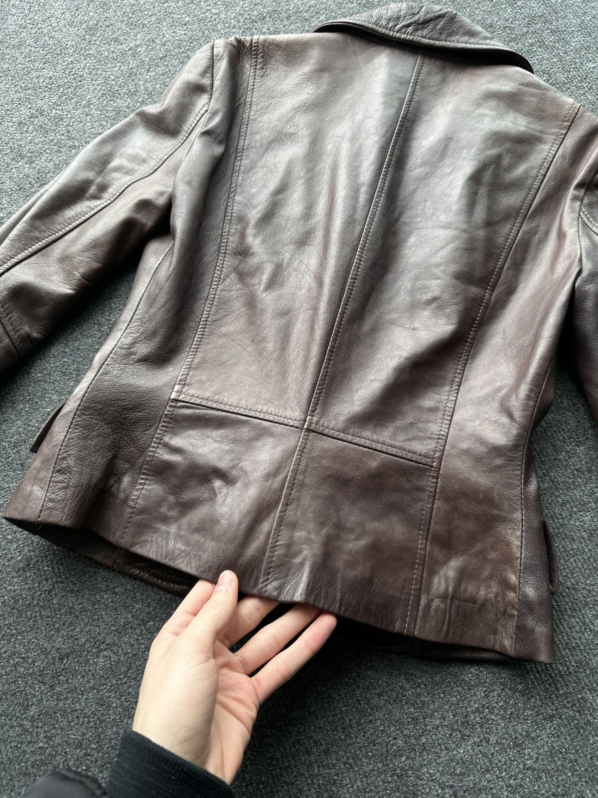 Leather 🚨 LEATHER BROWN BLAZER JACKET WOMEN LUXURY OLD MONEY Size M / US 6-8 / IT 42-44 - 10 Thumbnail