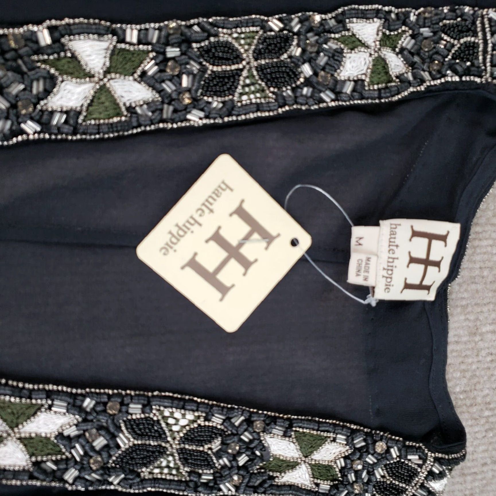Haute Hippie VINTAGE Haute Hippie Kimono Coverup Women M Black Sheer Silk Beaded 90s Fall Spring Summer Womens Size M / US 6-8 / IT 42-44 - 7 Thumbnail
