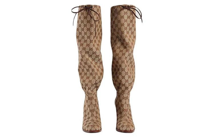 Gucci Gucci Lisa Original GG Canvas Mid-Heel Boots - Size EU 37 Size US 7 / IT 37 - 3 Thumbnail