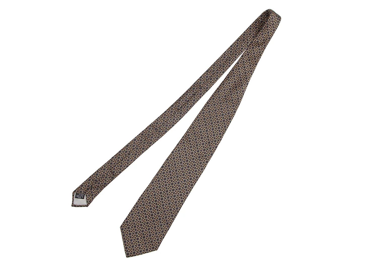 Fendi Geometric Pattern Silk Tie in Navy and Yellow Size ONE SIZE - 2 Thumbnail