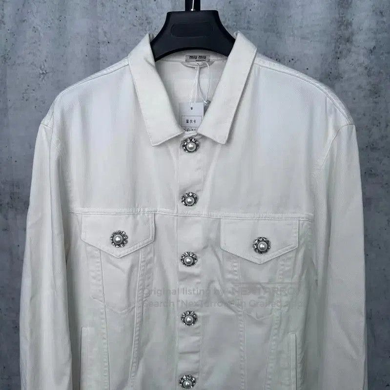 Miu Miu Miu Miu White Denim Jacket for Women's Spring . Size M / US 6-8 / IT 42-44 - 3 Thumbnail