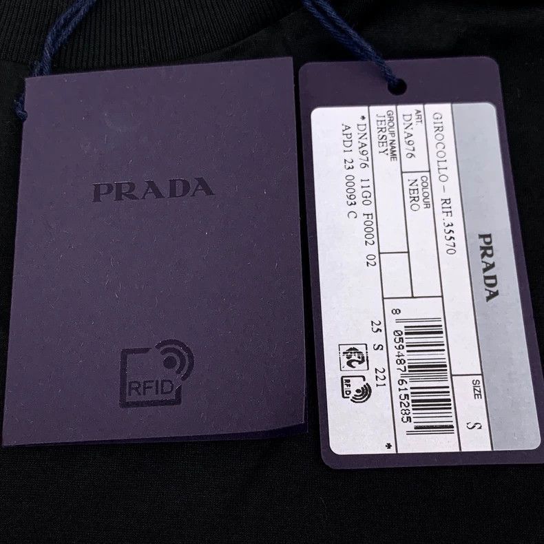 Prada Prada Black Cotton Crew Neck Short Sleeve Tshirt-2506 Size US S / EU 44-46 / 1 - 8 Thumbnail