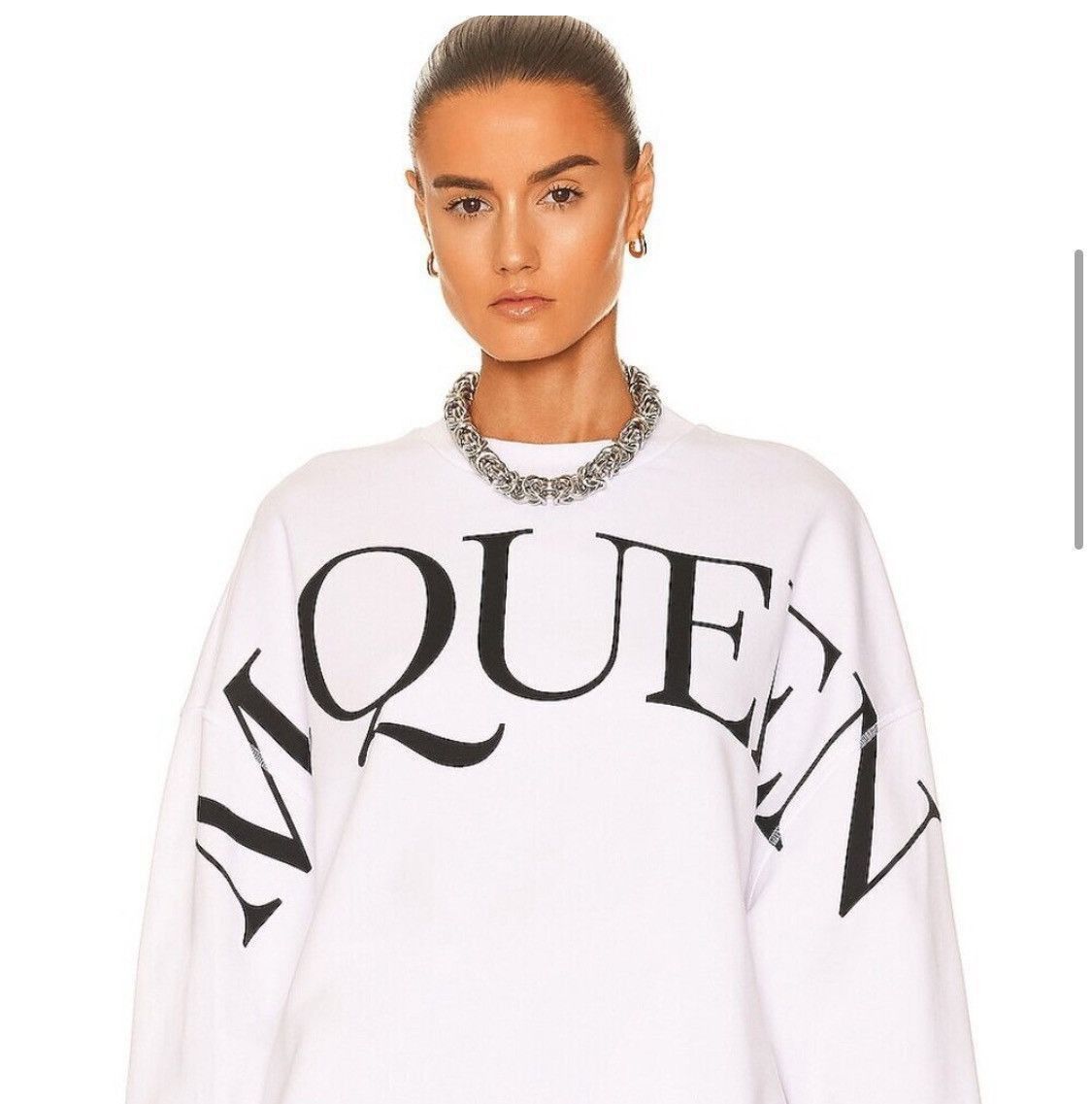Alexander McQueen Alexander McQueen Oversized Logo Sweatshirt – White Size US L / EU 52-54 / 3 - 3 Thumbnail