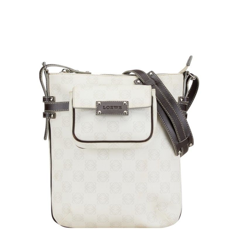 Loewe Loewe Pvc Leather Anagram Shoulder Bag Leather Shoulder Bag in White, Women's