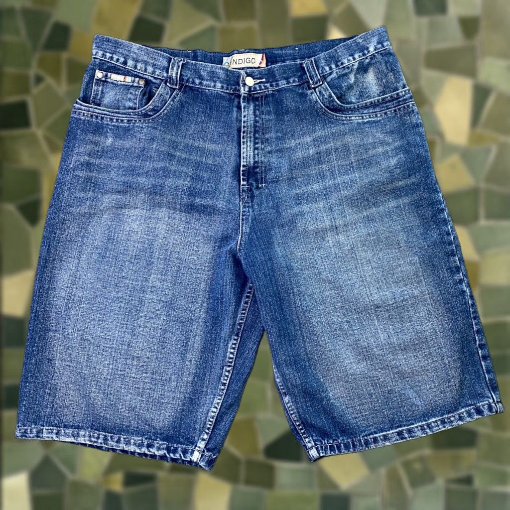 Denime Indigo 30 Mens Bermuda Shorts Denim 42 Blue 90s Hip Hop Baggy Relaxed Zip Front Flat Front Cotton Casual Bermuda Shorts Mens Size US 42 / EU 58 - 1 Thumbnail