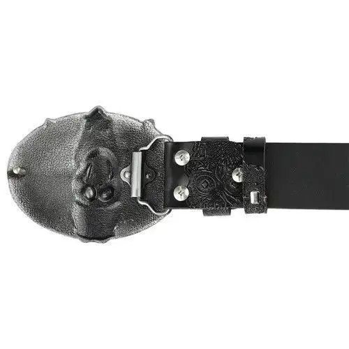 VIBE Skull Embossed Split Leather Belt Size ONE SIZE - 3 Thumbnail