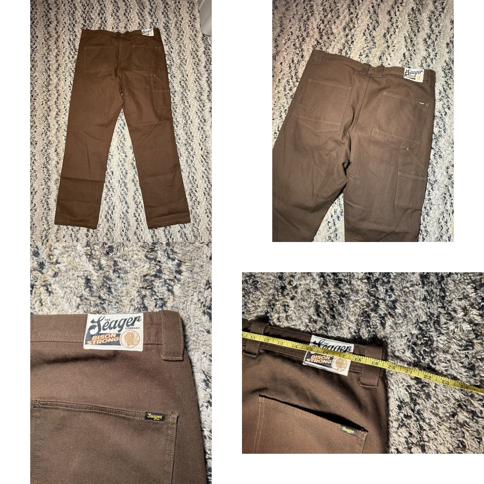 Vintage Seager Bison Pants Relaxed Fit Mens 38x34 Brown Canvas Work Pant Outdoors NICE!! Size US 38 / EU 54 - 8 Thumbnail