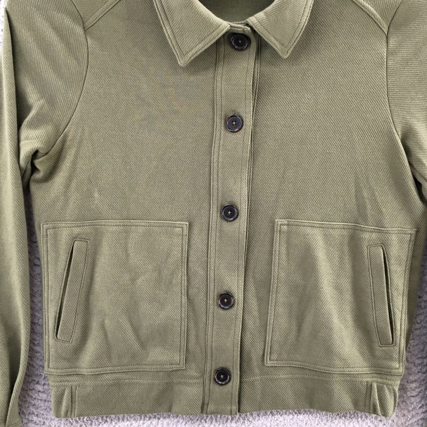 Banana Republic Banana Republic Jacket Womens M Green Cotton Blend Pockets Collared Shirt Coat Mid-Length Button Up Size M / US 6-8 / IT 42-44 - 2 Thumbnail