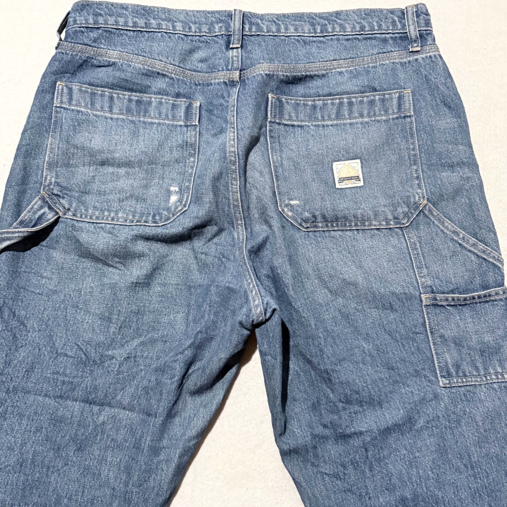 Gap VINTAGE Gap Carpenter Jeans Men's Blue Denim Button Fly Straight Relaxed Fit - 33/16R Size US 33 - 4 Thumbnail