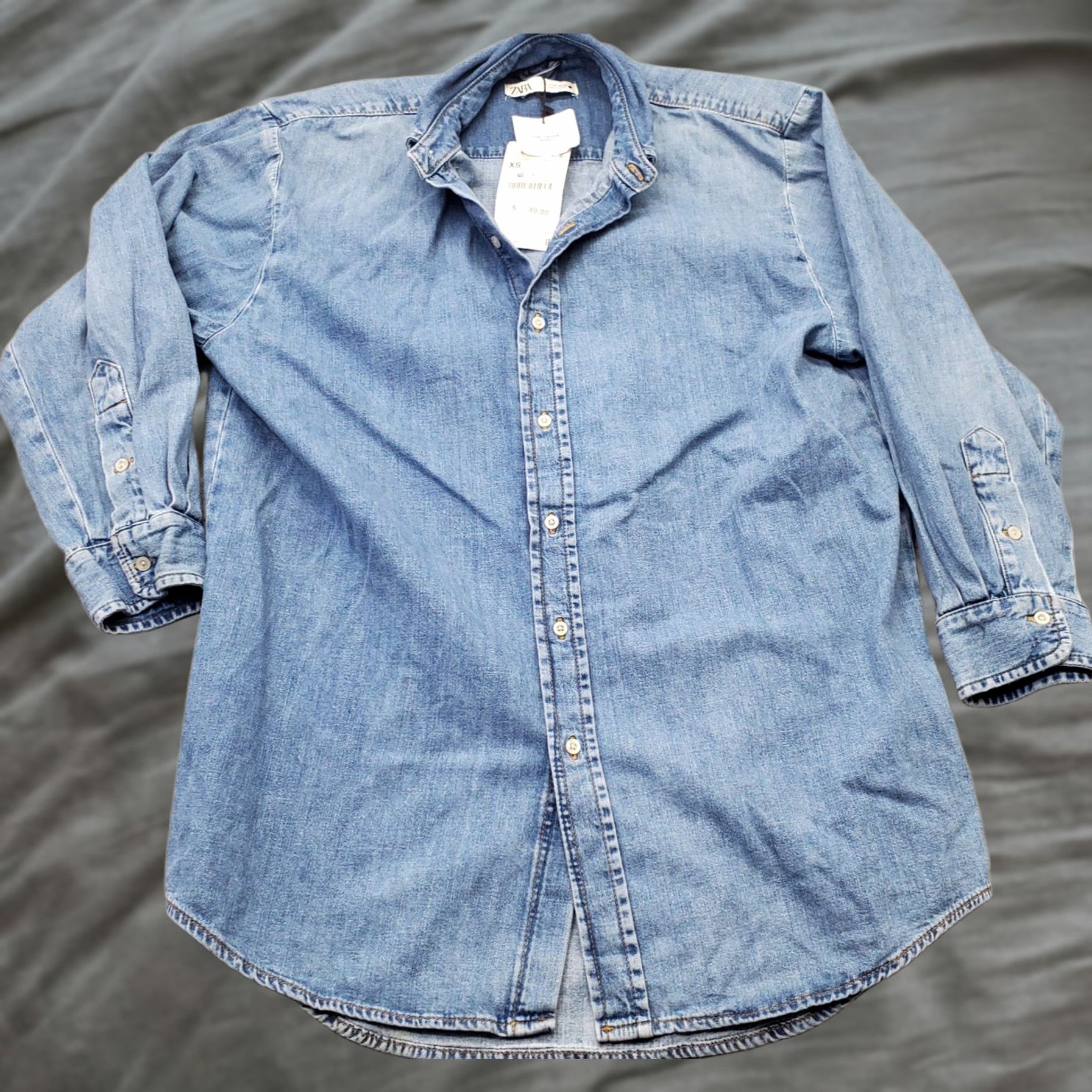 Zara Zara Casual Shirt Mens XS Blue Denim Relaxed Fit Long-Sleeve Collared Button Up Size US XS / EU 42 / 0 - 1 Thumbnail