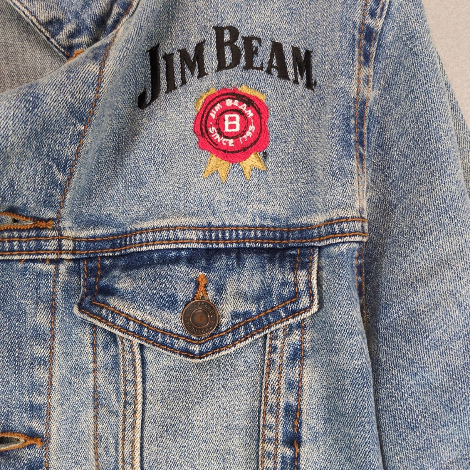 Other Jim Bean Blue Denim Trucker Jean Jacket Men's S Embroidered Size US S / EU 44-46 / 1 - 10 Thumbnail
