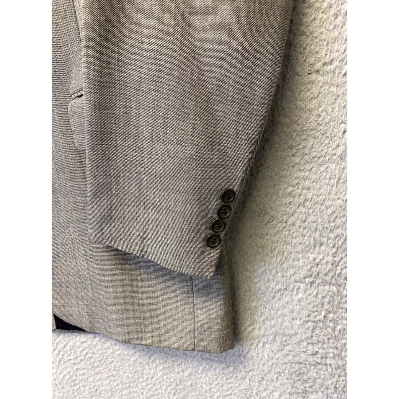 Vintage Jos A Bank Gray Blazer Men 41 L Wool Pincord Tuxedo Style Single-Breasted 2-Button Notch Lining Polyester Dry Clean Only Vintage No All Occasion Mens Size 42R - 3 Thumbnail