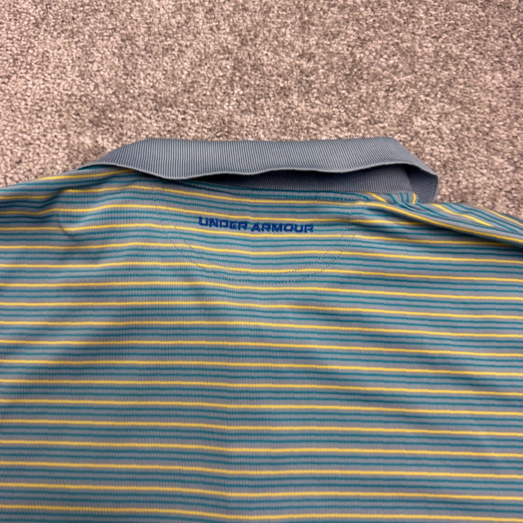 Under Armour Under Armour HeatGear Polo Shirt Mens L Blue Striped Golf Shirt Size US L / EU 52-54 / 3 - 4 Thumbnail