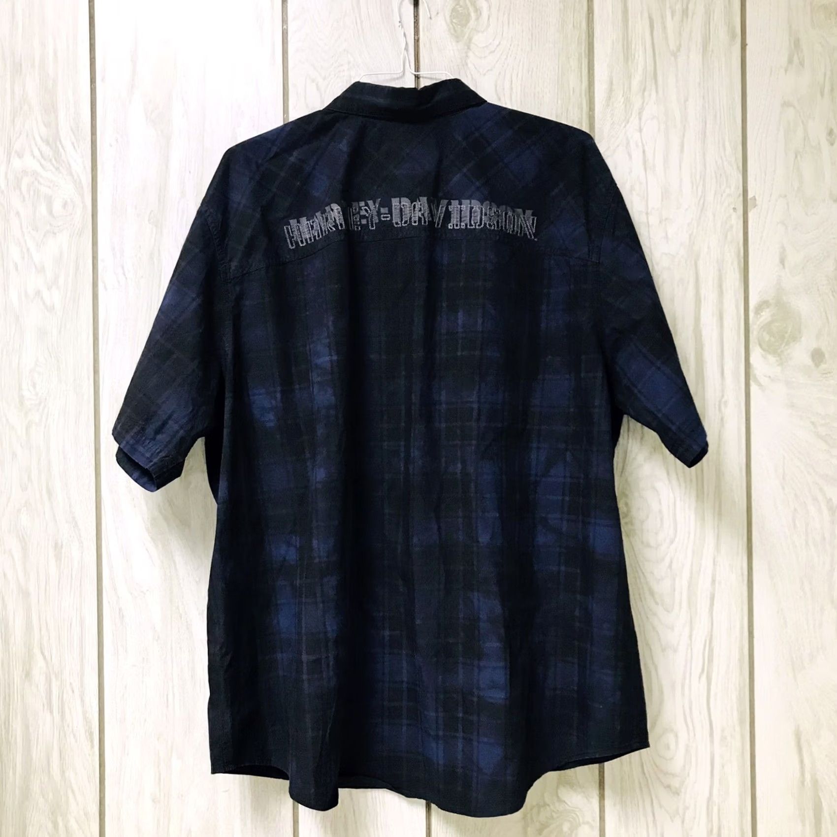 Harley Davidson Harley-Davidson Shirt 2XL Men Button-Up Short Sleeve Plaid Tie-Dye Embroidered Western Cowboy Logo USA Multicolor Size US XXL / EU 58 / 5 - 2 Thumbnail