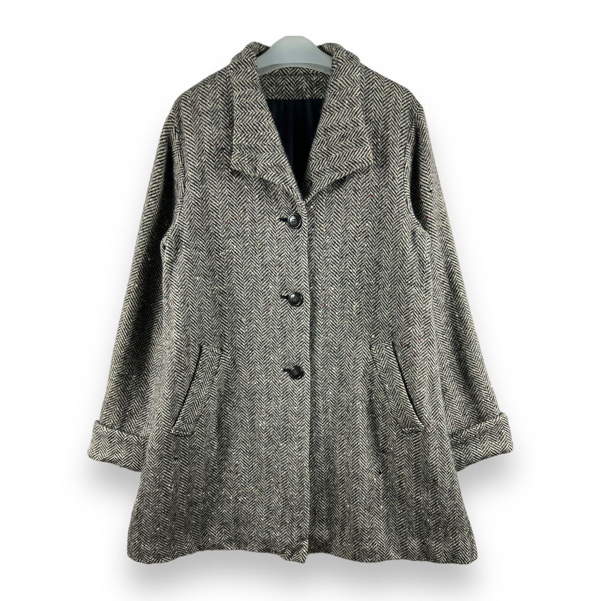 🔥 Peyton Place herringbone long coat distressed