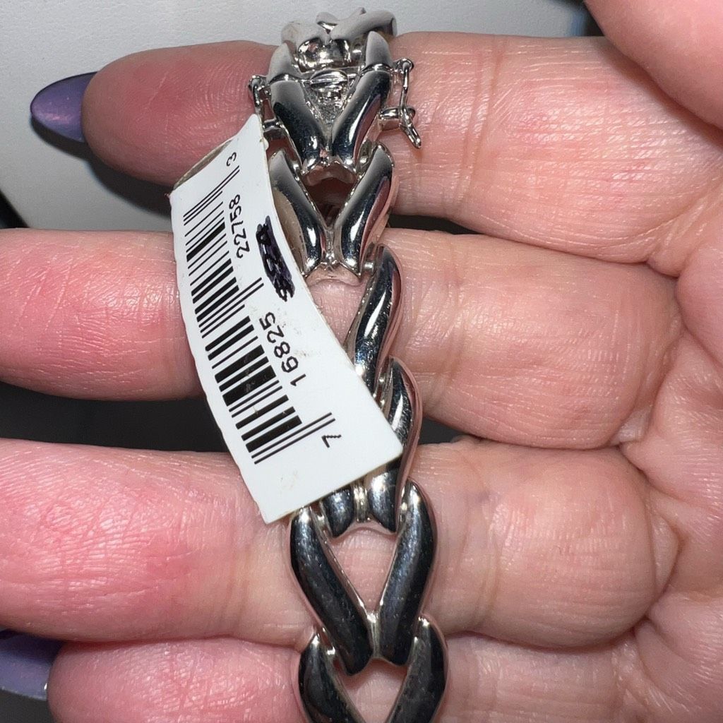 Other Rhodium Plated Bronze Chevron Link With Double Lock Bracelet Size ONE SIZE - 4 Thumbnail