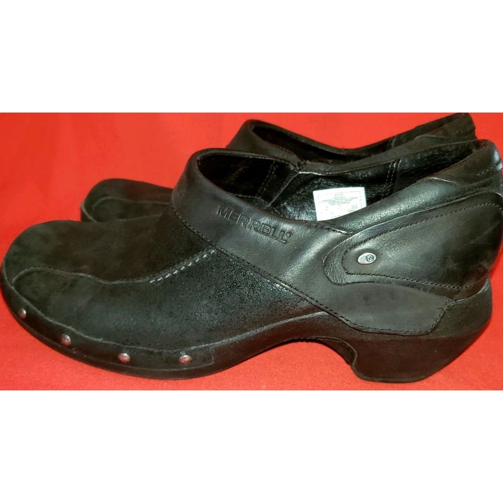 Merrell Merrell Womens Clogs 8M Weathered Black Leather Smooth Collar with Button 1197706 Size US 6 / IT 36 - 4 Thumbnail