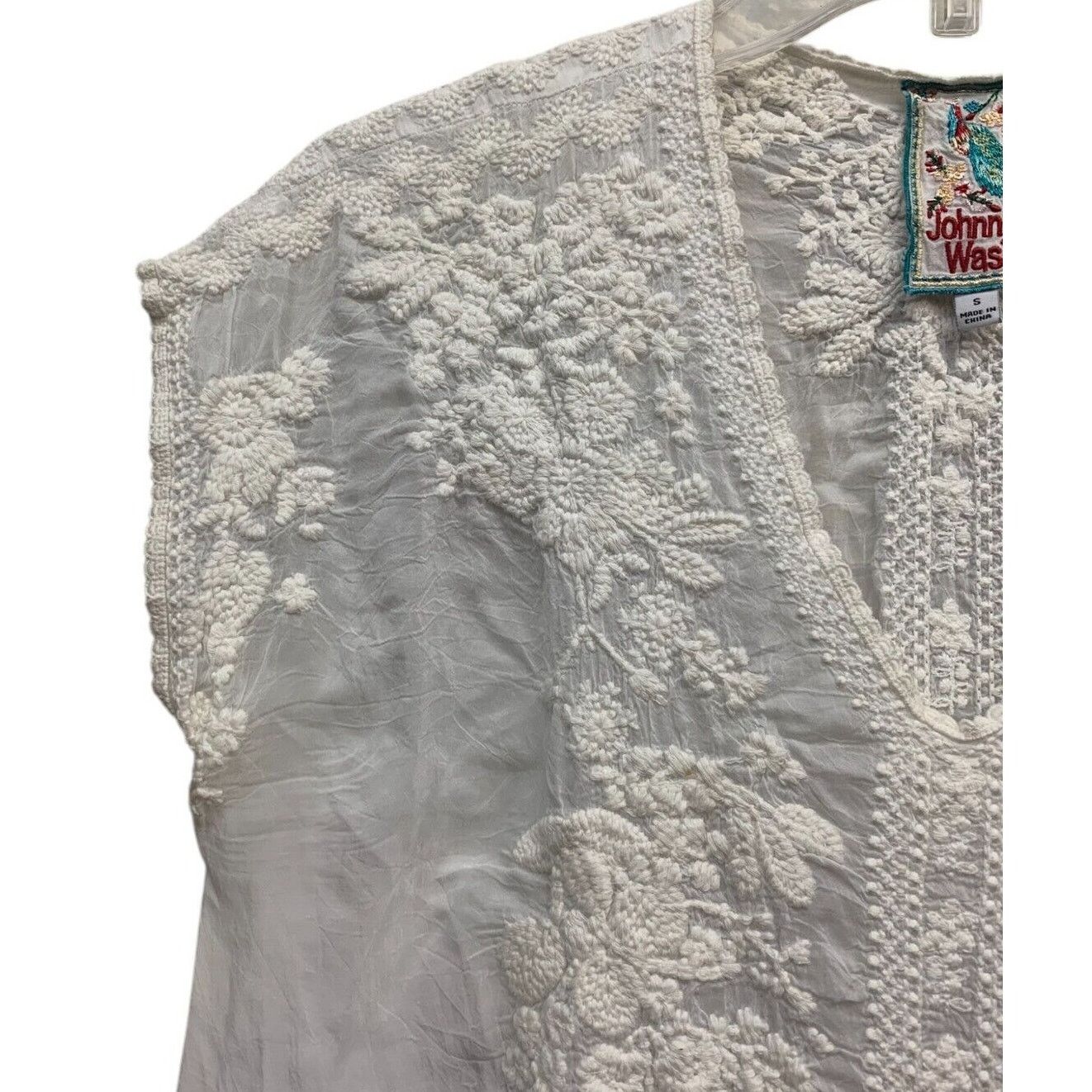 Johnny Was Johnny Was Boho Tunic Womens L White Embroidered Sleeveless Size S / US 4 / IT 40 - 4 Thumbnail