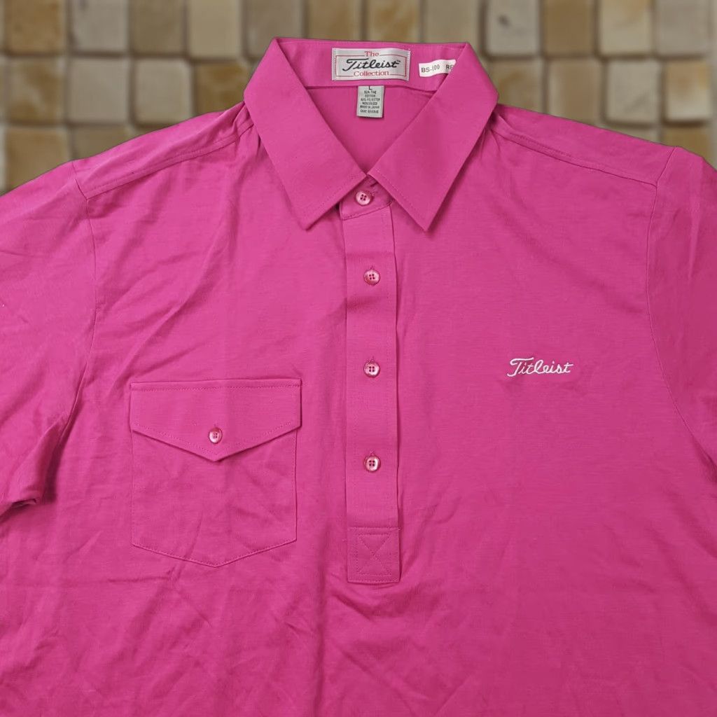 Titleist VINTAGE Titleist Polo Shirt 90s Golf Pullover Large Pink Colllared Short Sleeve Embroidered Logo Mens Size US L / EU 52-54 / 3 - 1 Thumbnail