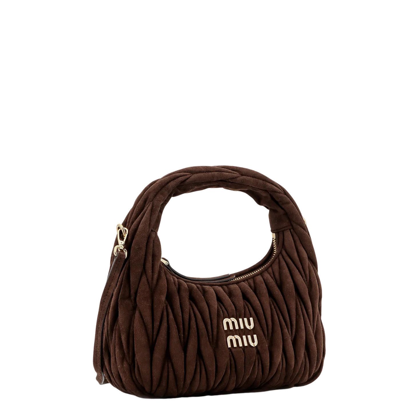 Miu Miu MIU MIU Wander Small $2950 Dark Brown Suede Hobo Bag New And Size ONE SIZE - 3 Thumbnail