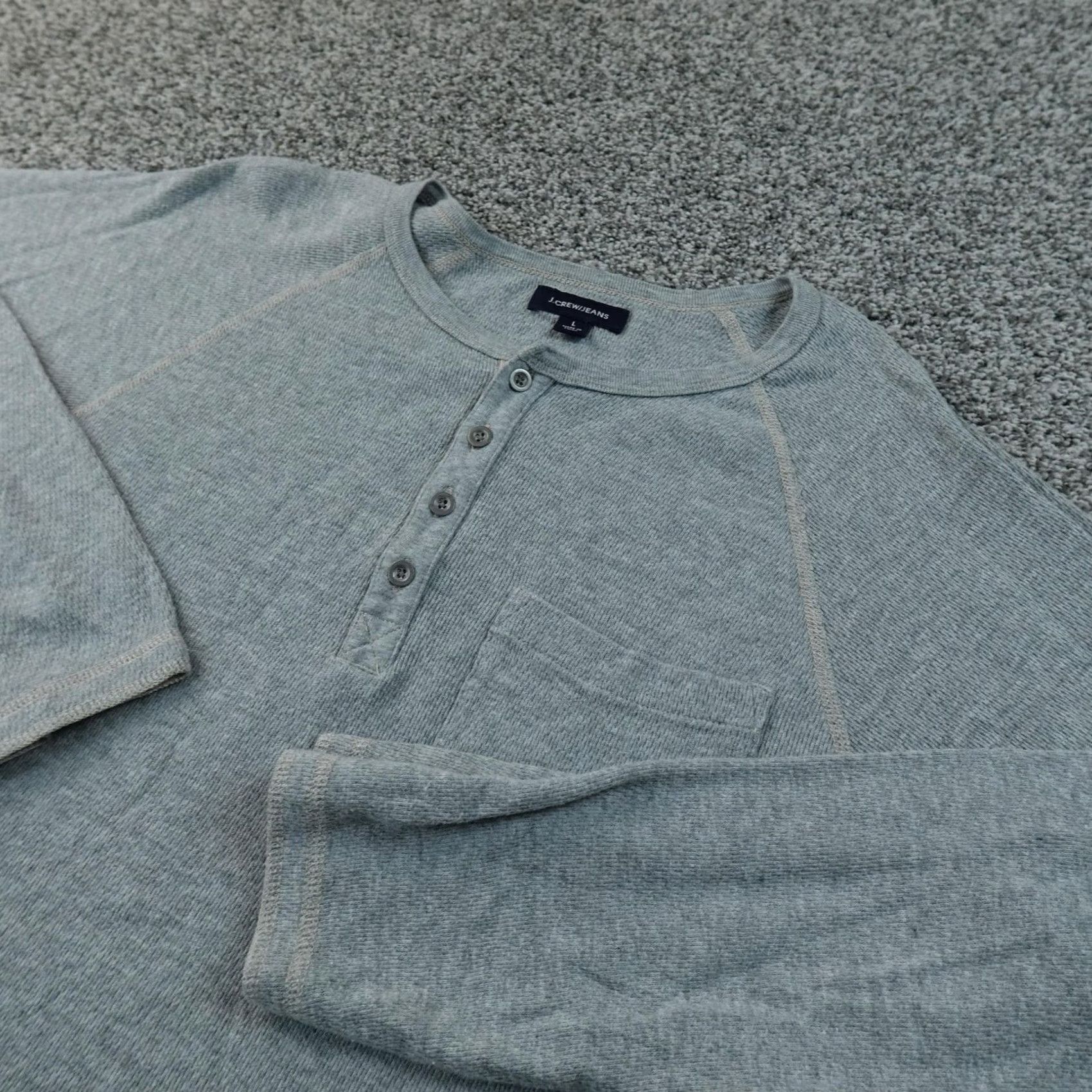 J.Crew J.CREW Shirt Mens L Gray Waffle Knit Thermal Henley Long Sleeve Casual Preppy Shirt Mens L Gray Size US L / EU 52-54 / 3 - 2 Thumbnail