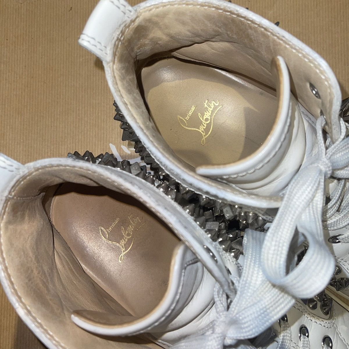 Christian Louboutin Christian Louboutin white Pik Pik high-top studded sneakers Size US 9 / EU 42 - 8 Thumbnail