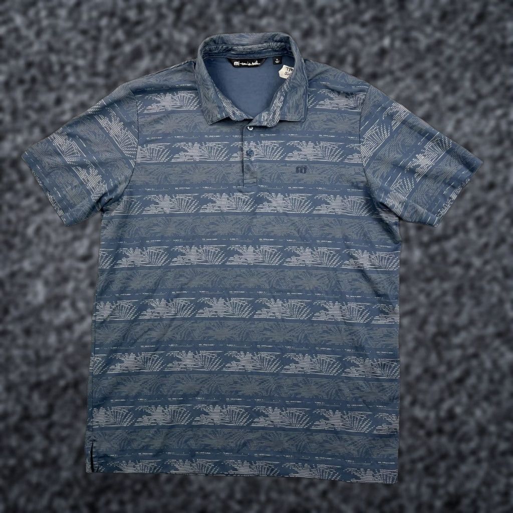 TravisMathew Travis Mathew Polo Shirt Mens XL Blue Pattern Performance Golf Casual Adult Size US XL / EU 56 / 4 - 1 Thumbnail