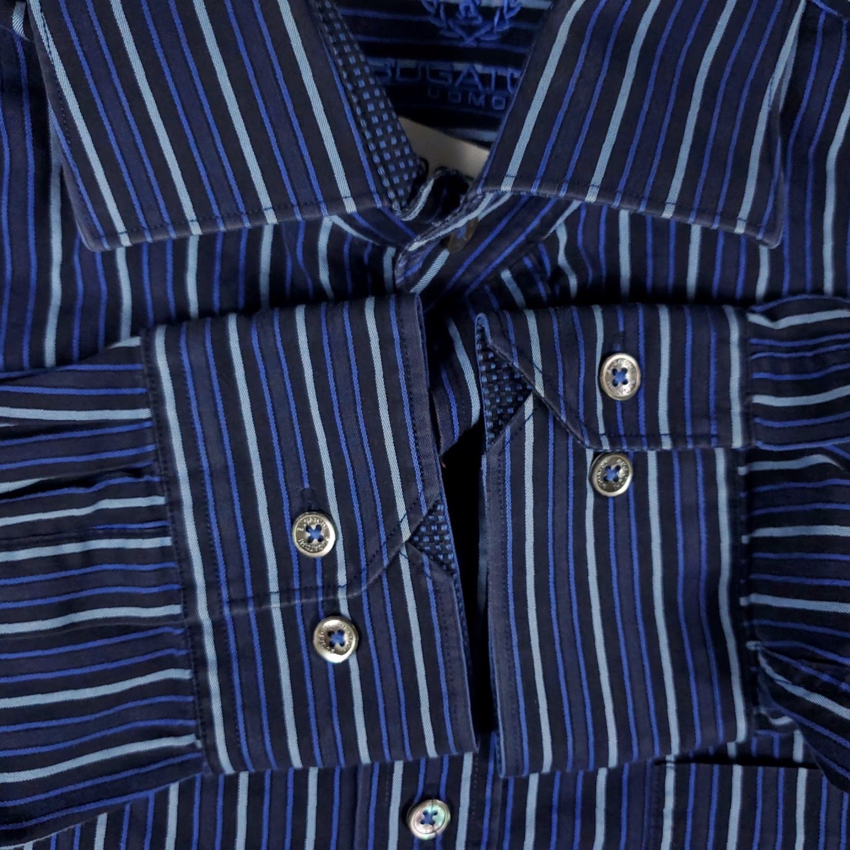 BUGATCHI Bugatchi Uomo Shirt XL Blue Striped Button-Up Long Sleeve Men’s Classic Fit Casual Formal Workwear (Regular) Size US XL / EU 56 / 4 - 3 Thumbnail