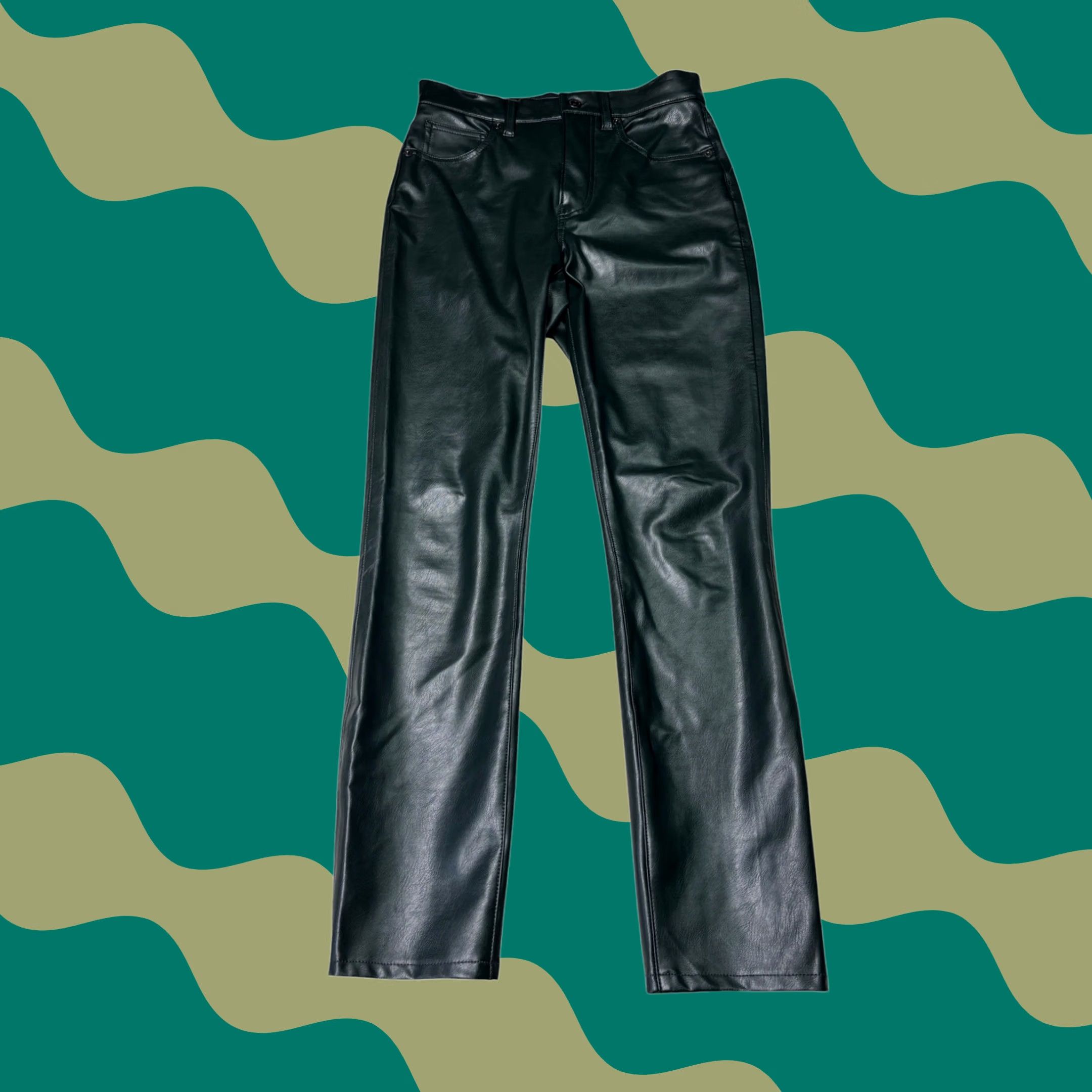 Veronica Beard VERONICA BEARD Jeans Faux Leather Pants Forest Green Straight Leg Womens 27x29 Size 27" / US 4 / IT 40 - 1 Thumbnail
