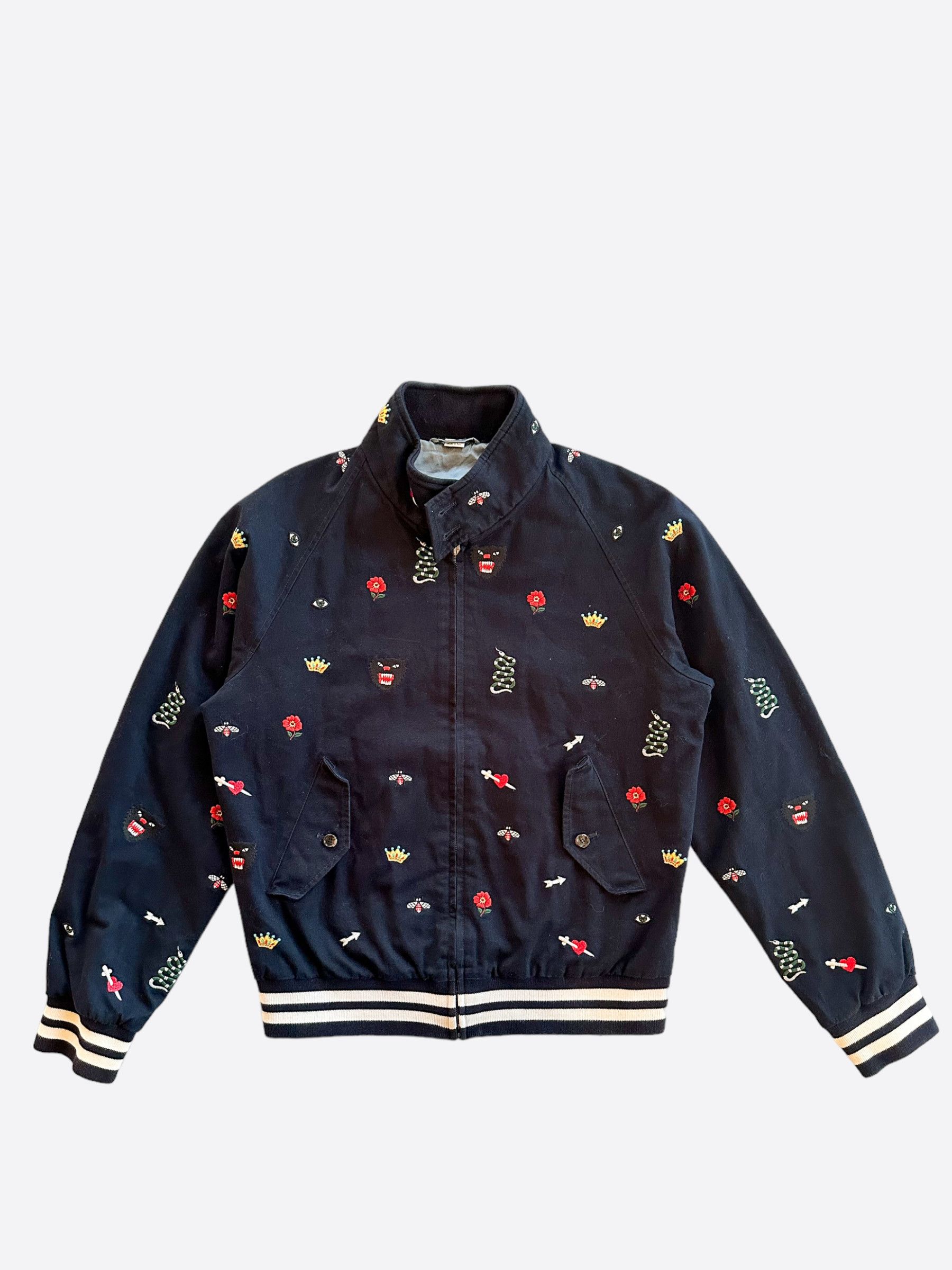 Gucci Gucci Navy Mini Logos Embroidered Jacket Size US L / EU 52-54 / 3 - 1 Thumbnail