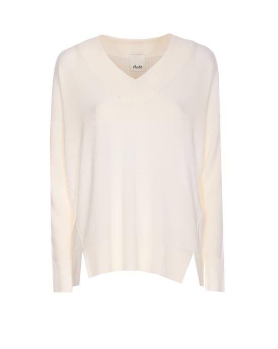 Allude ALLUDE Women Sweater 64016 440 White Size M / US 6-8 / IT 42-44 - 1 Thumbnail