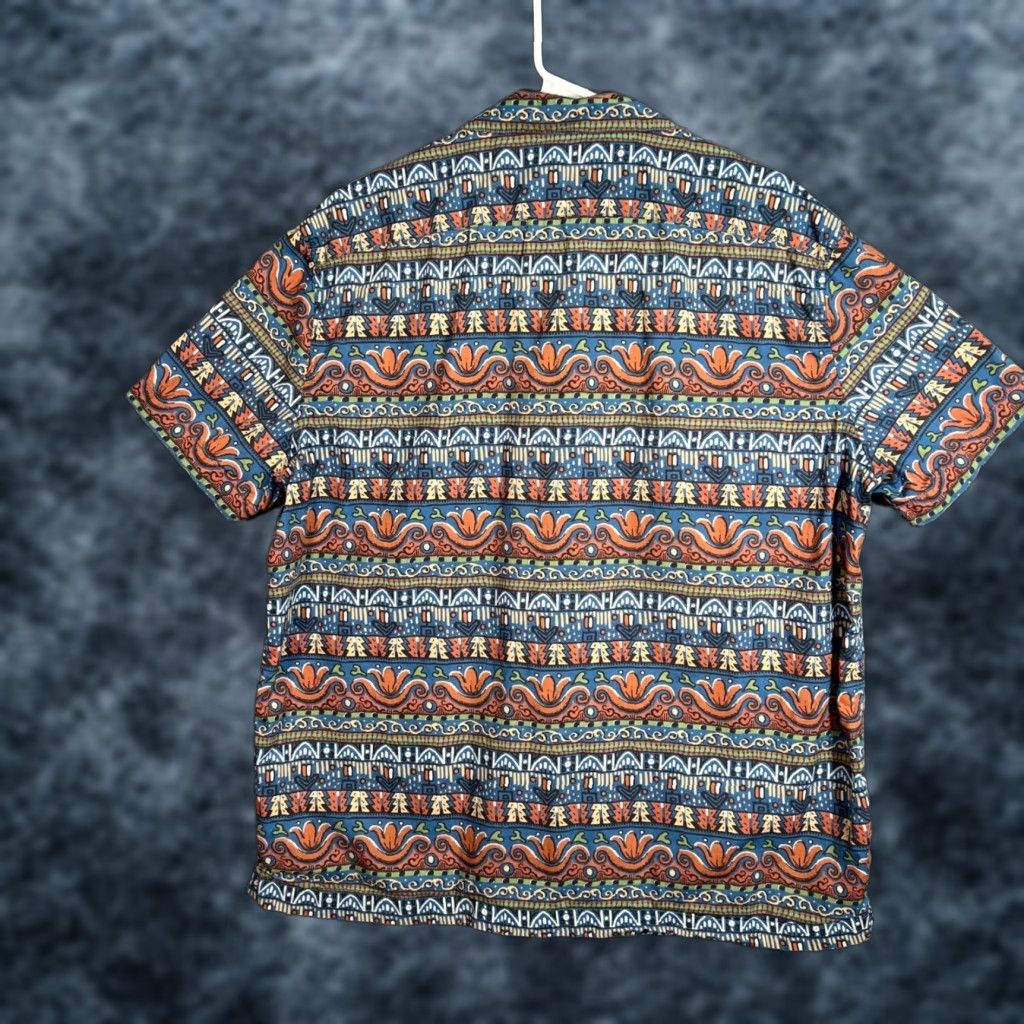 J.Crew J.Crew Button-Up Shirt Tribal Print Short Sleeve Mens Large 100% Cotton Blue Size US L / EU 52-54 / 3 - 1 Thumbnail