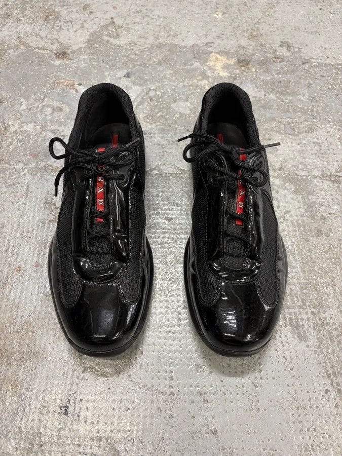 Prada 2000s Prada America’s Cups Black Satin Sneakers Size US 8 / EU 41 - 2 Thumbnail