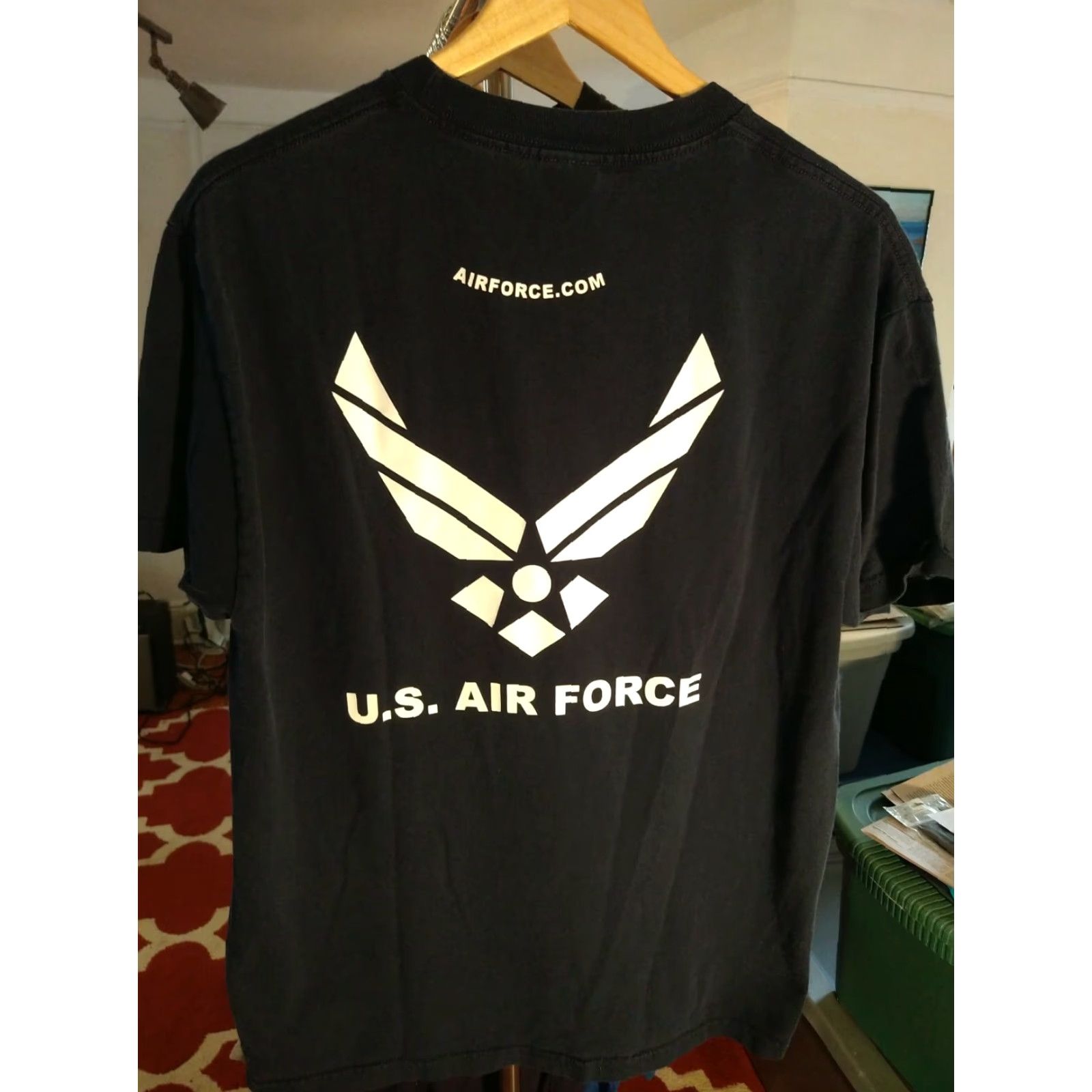 Vintage VINTAGE US Air Force T-shirt Double-sided Size L Navy Blue Bold print military Size US L / EU 52-54 / 3 - 3 Thumbnail