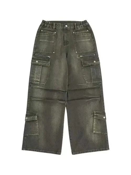 Jean Retro washed distressed workwear loose wide leg jeans Size US 34 / EU 50 - 5 Thumbnail