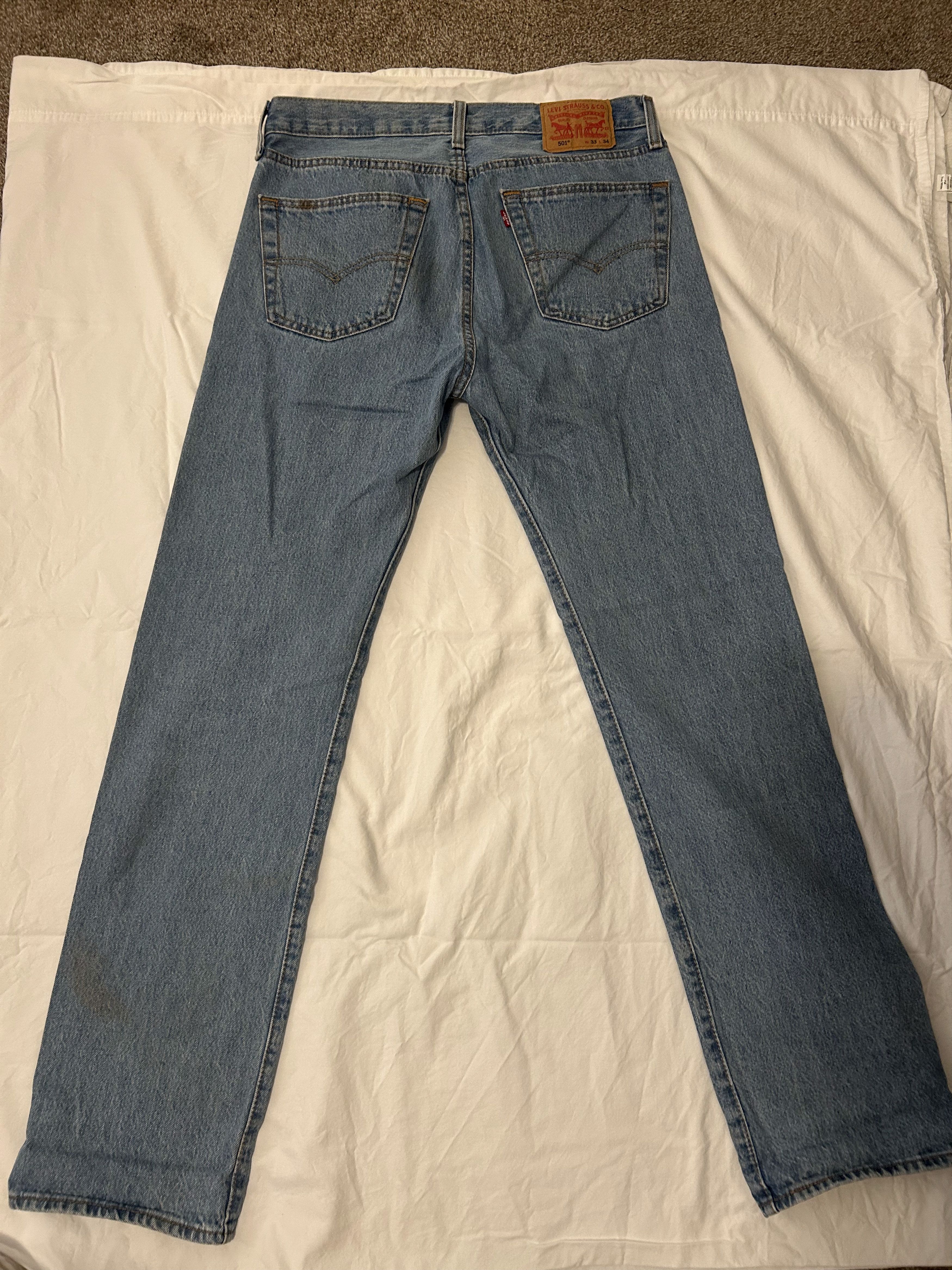 Levi's Levi's Men's 501 Original Fit Jeans Light Stonewash Size US 33 - 3 Thumbnail