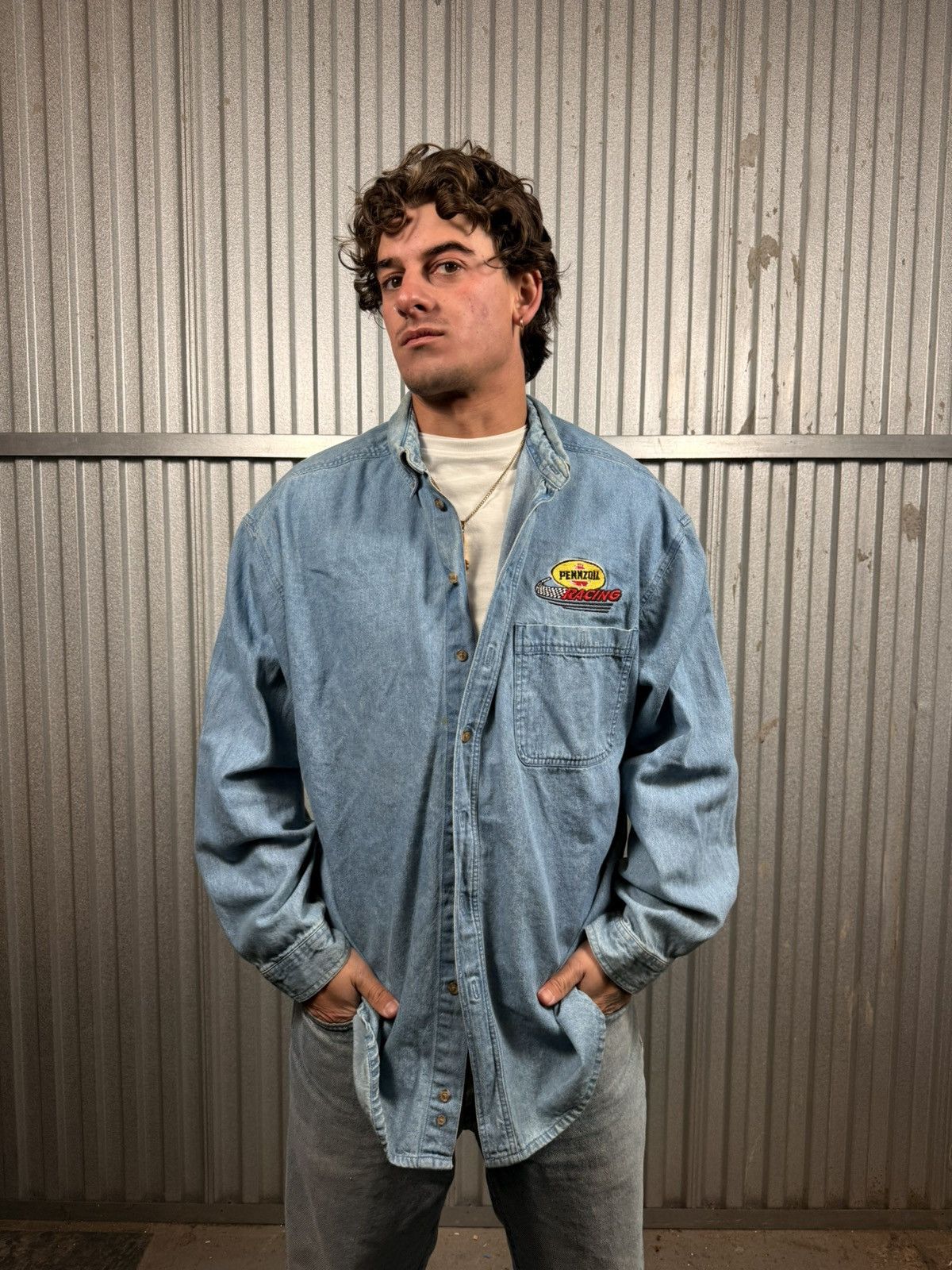 Other Vintage Urban North End Denim Button up Pennzoil Racing Size US XL / EU 56 / 4 - 2 Thumbnail