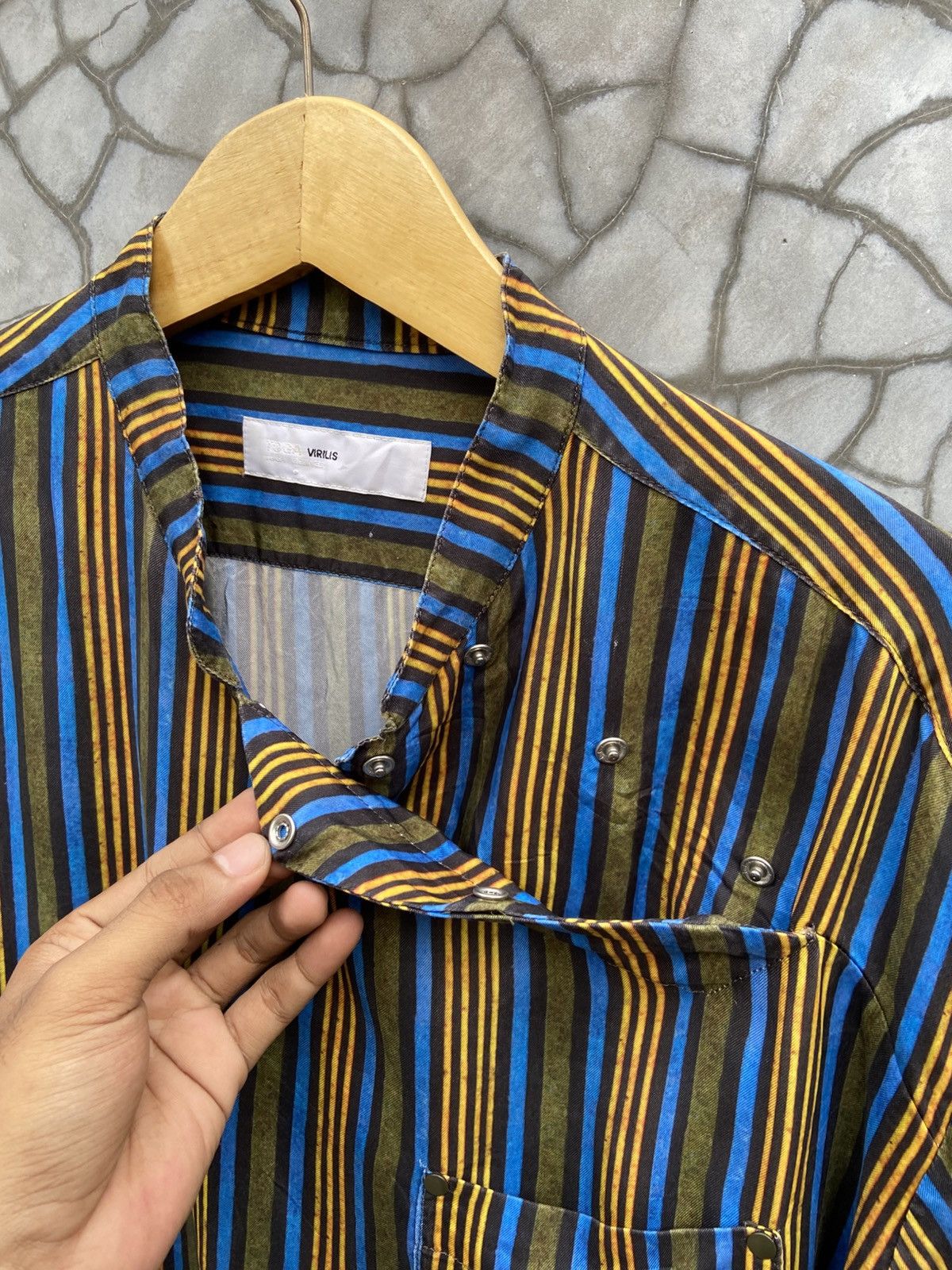 TOGA VIRILIS AW2021 Toga Virilis 50s Classics Stripe Asymetric Shirts Size US L / EU 52-54 / 3 - 7 Thumbnail