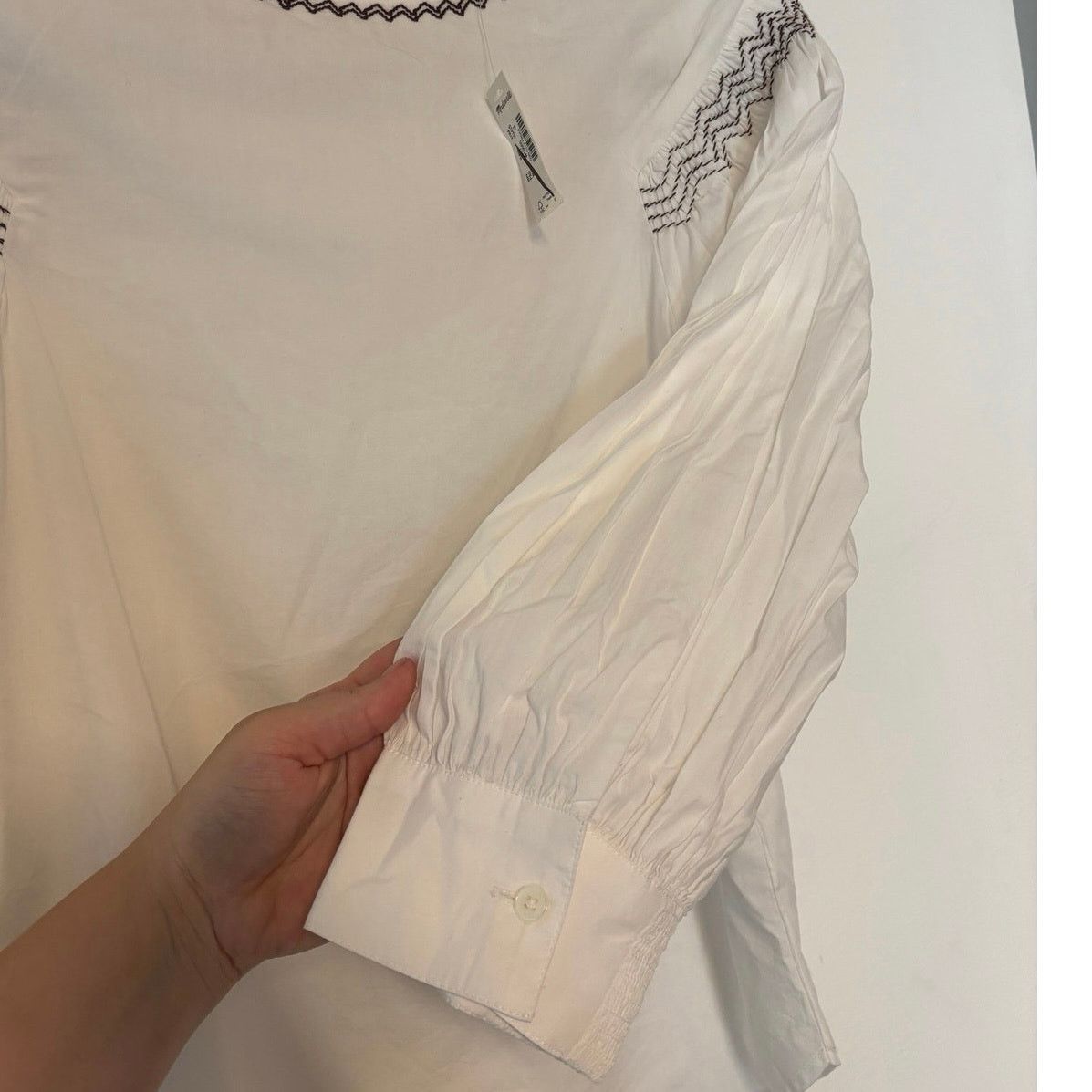 Madewell NWT Madewell Embroidered Poplin Balloon-Sleeve Top White XS Size XS / US 0-2 / IT 36-38 - 7 Thumbnail