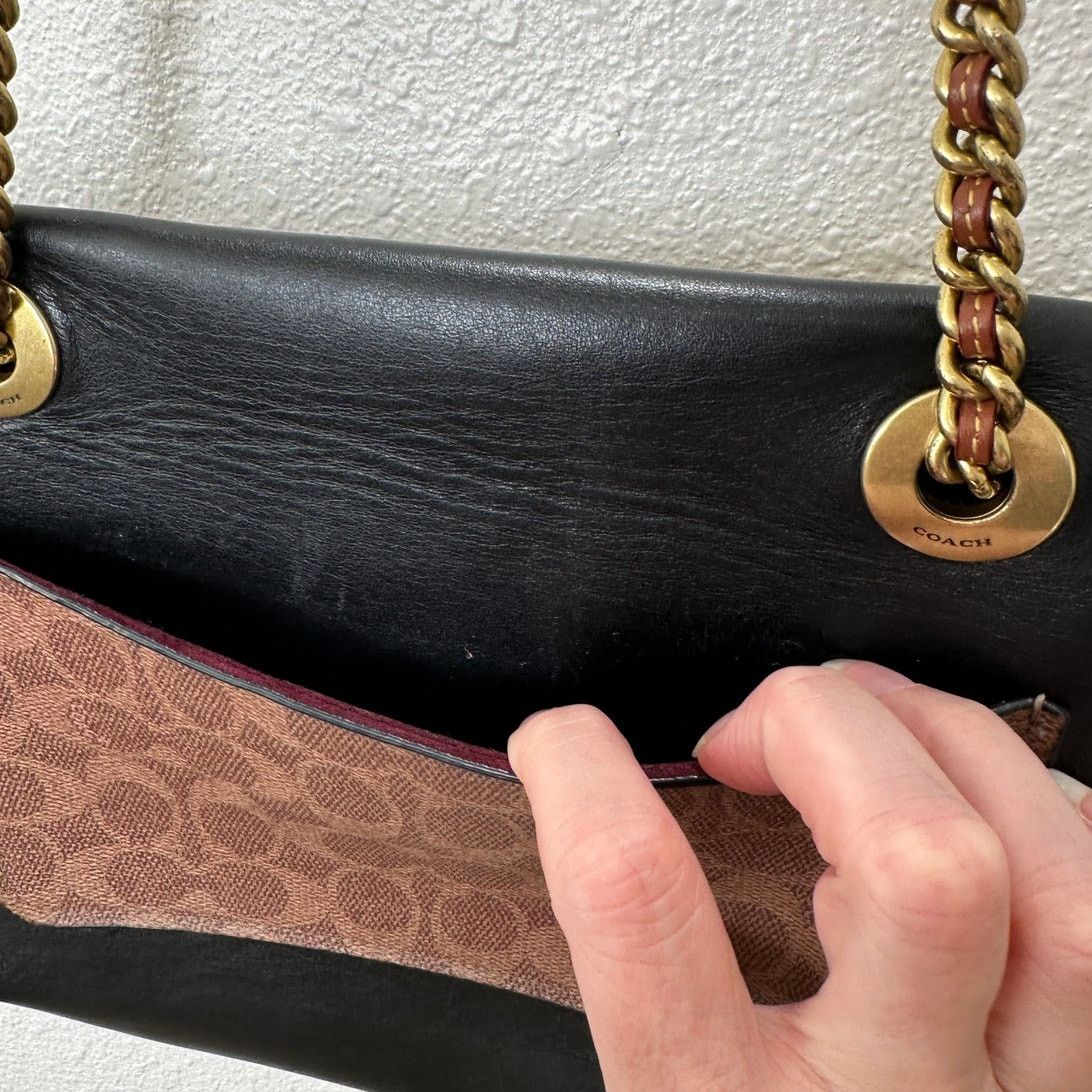 Coach Vintage Coach Tea Rose Parker Bag Rivets Snakeskin Detail Size ONE SIZE - 11 Thumbnail