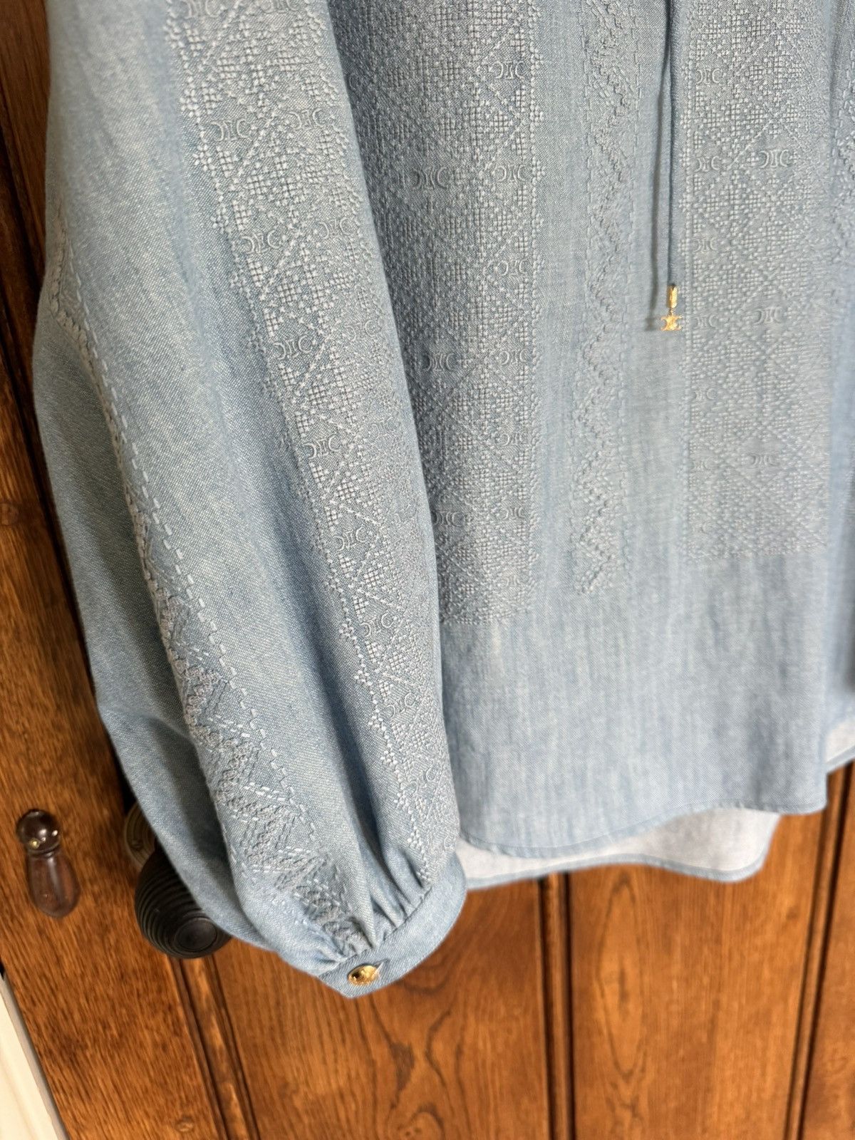 Celine $2450 SS24 Celine embroidered blouse shirt Hedi sample Size M / US 6-8 / IT 42-44 - 16 Thumbnail
