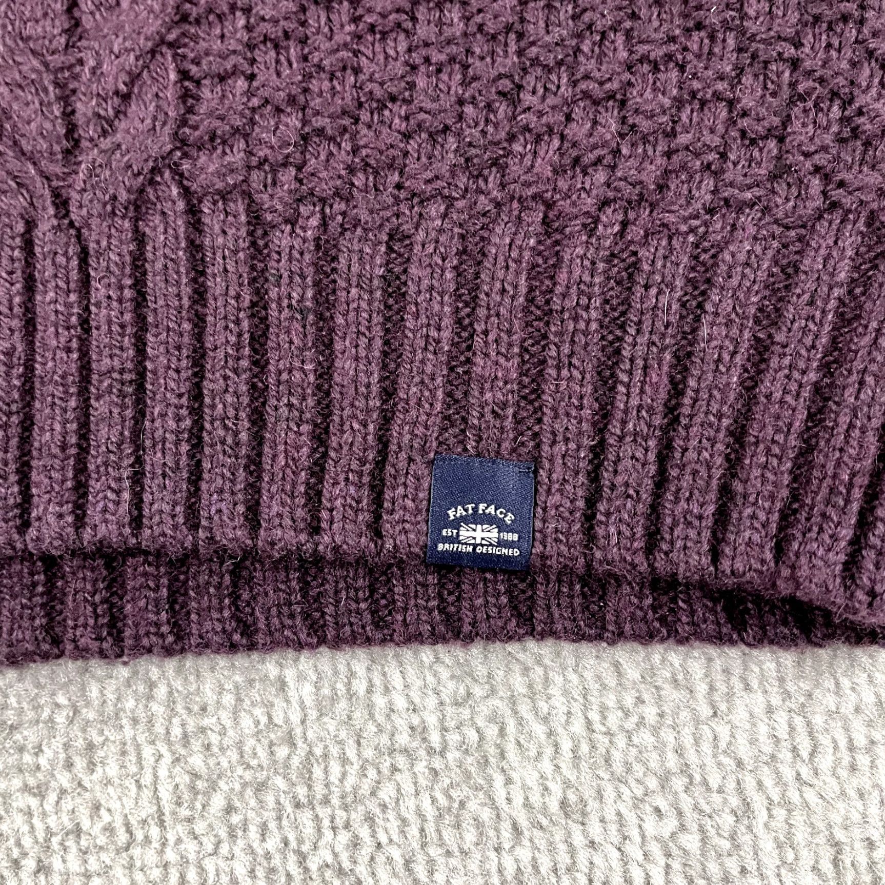 FatFace FAT FACE Sweater Mens 2XL XXL Wool Blend Thick Cable Knit Jumper Maroon Red Size US XXL / EU 58 / 5 - 3 Thumbnail