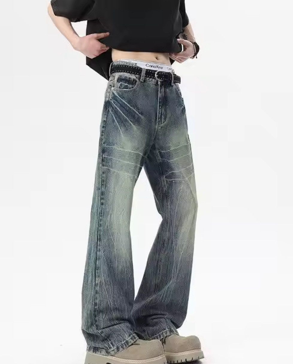 Japanese Brand Baggy streetwear y2k flared ripped jeans pants wide leg Size US 28 / EU 44 - 3 Thumbnail