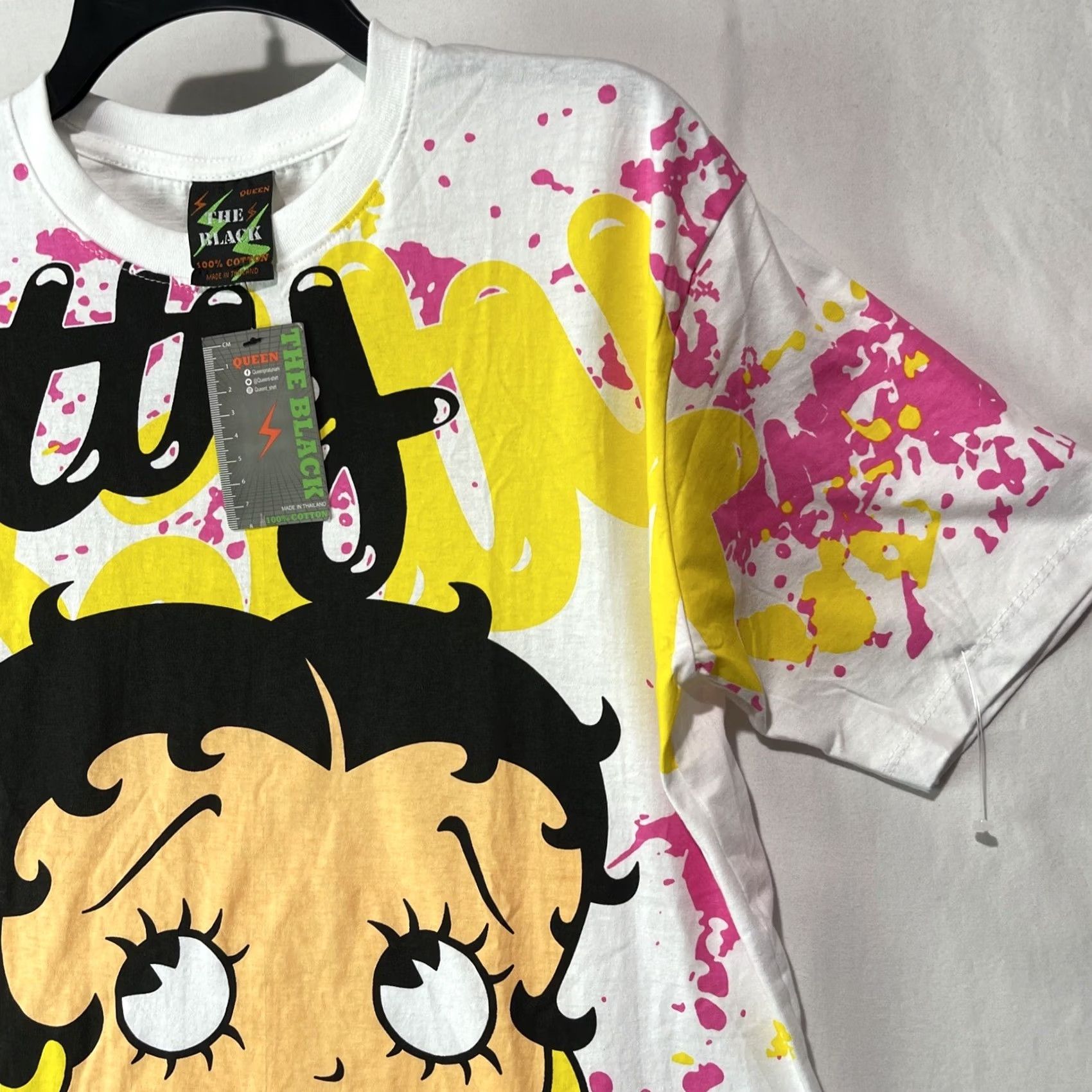 Vintage Betty Boop Shirt Men Medium White Short Sleeve Graphic Print Crew Neck Cartoon Retro The Black Mens Shirt Size US M / EU 48-50 / 2 - 7 Thumbnail